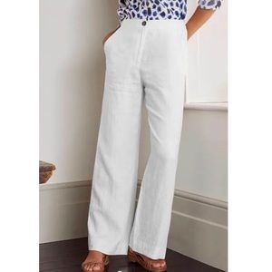 Boden “Eldon” White Linen Pants - NWT (US Size 6)